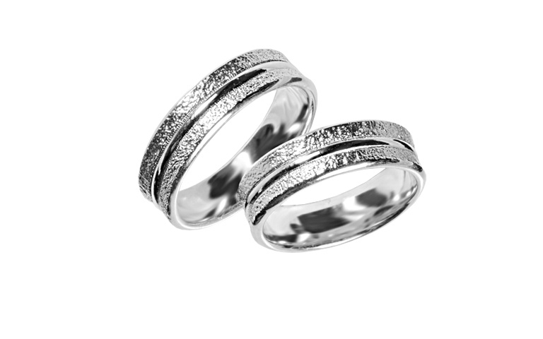 45370+45371-wedding rings, white gold 750